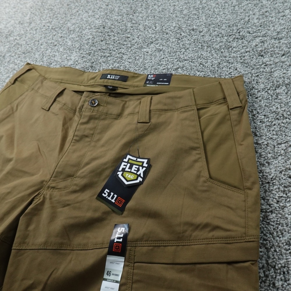 NEW 5.11 Tactical Pants Mens 46X34 Brown Tan Flex Tac Apex Cargo Utility Stretch